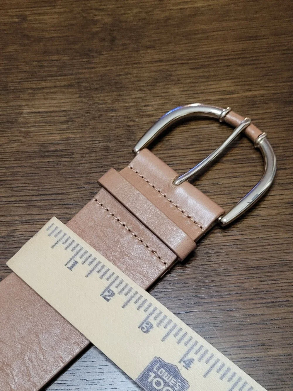 Women's Tan Blush Leather Belt with Gold Buckle 38